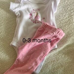 Baby Onesie and Pink Polka Dot Pants Set